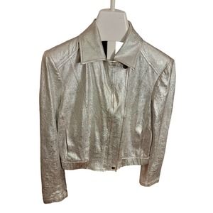 INC Metalic Silver Crop Jacket